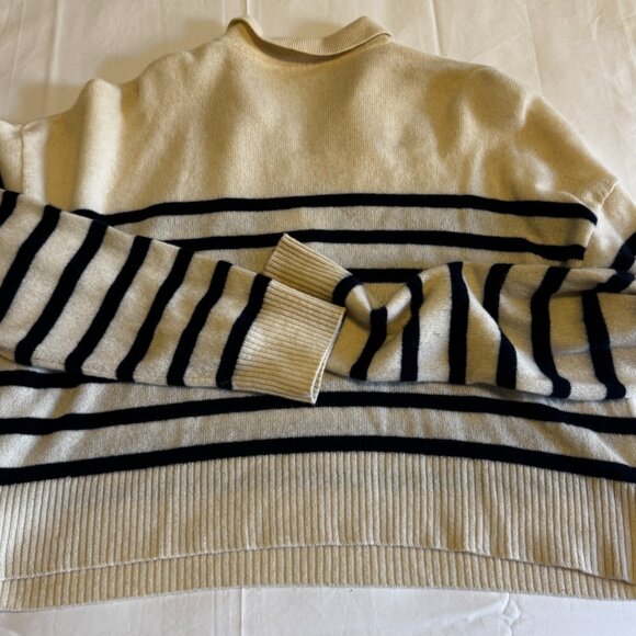 Reformation Cashmere Polo Sweater Navy.Stripe Large - Picture 8 of 9